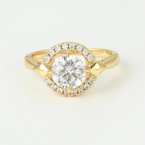 Round Cut CZ Earrings&Ring 18KGP Set - Picture 7 of 14